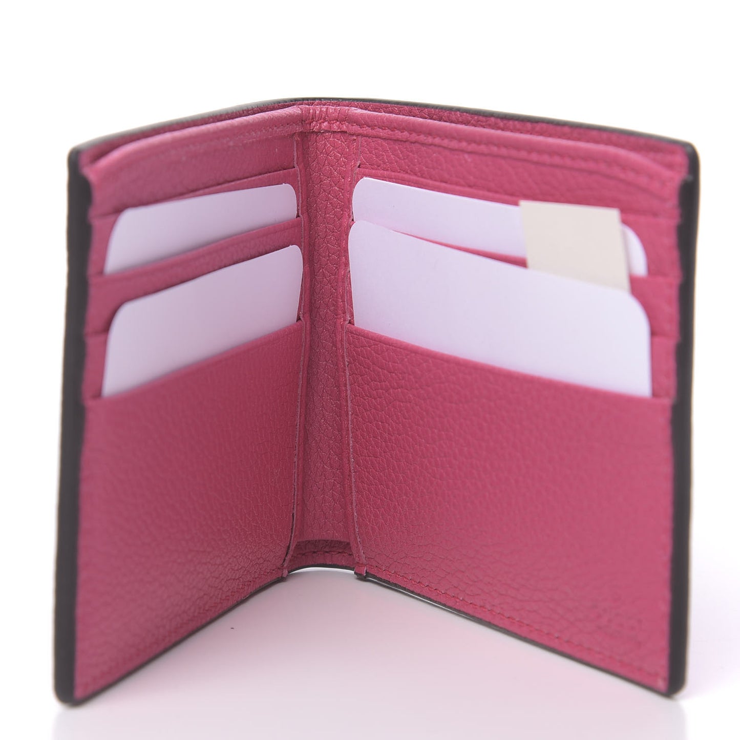 Grained Calfskin Logo Bi-Fold Wallet Box Pink Green