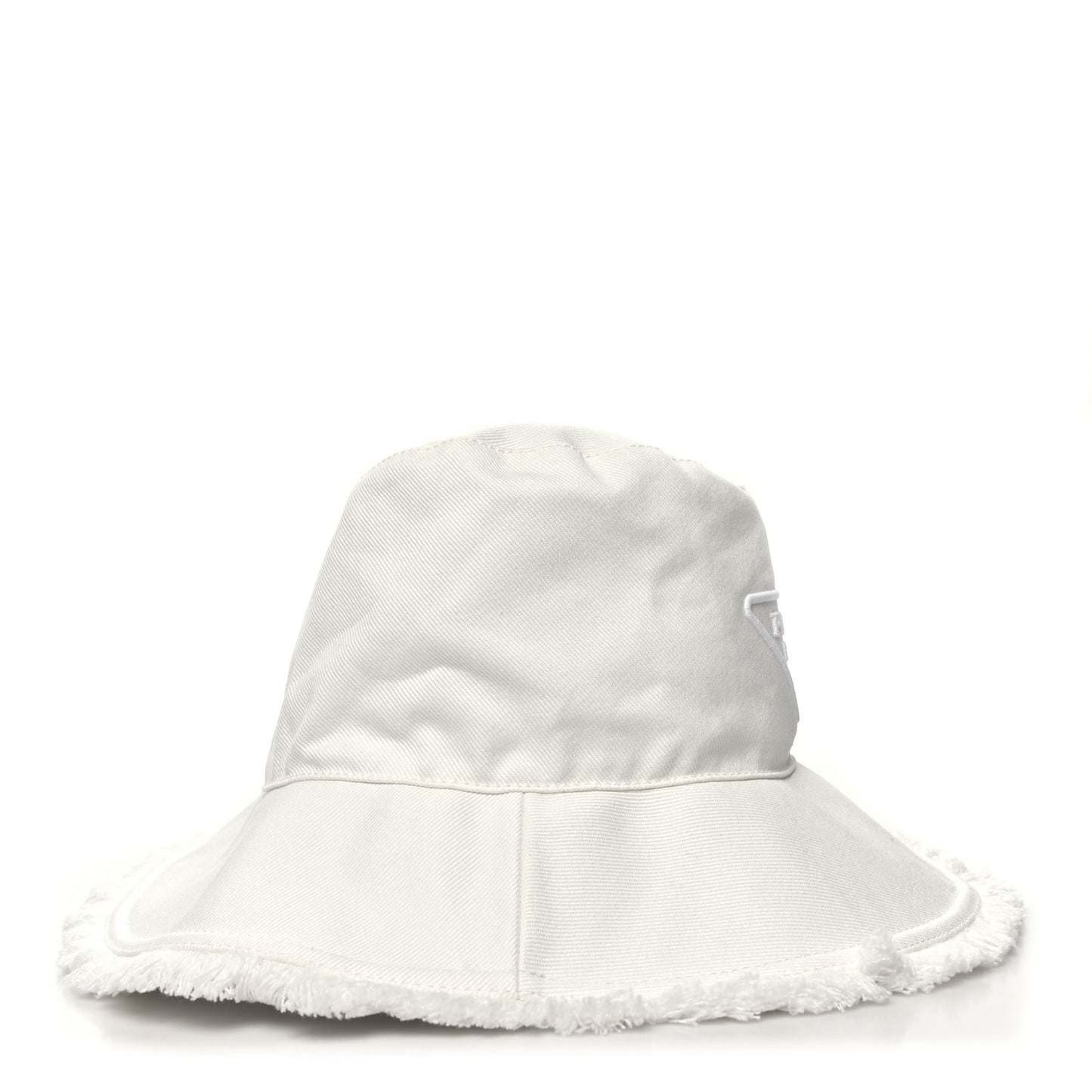 Drill Nylon Triangle Logo Embroidered Womens Wide Brim Hat M White