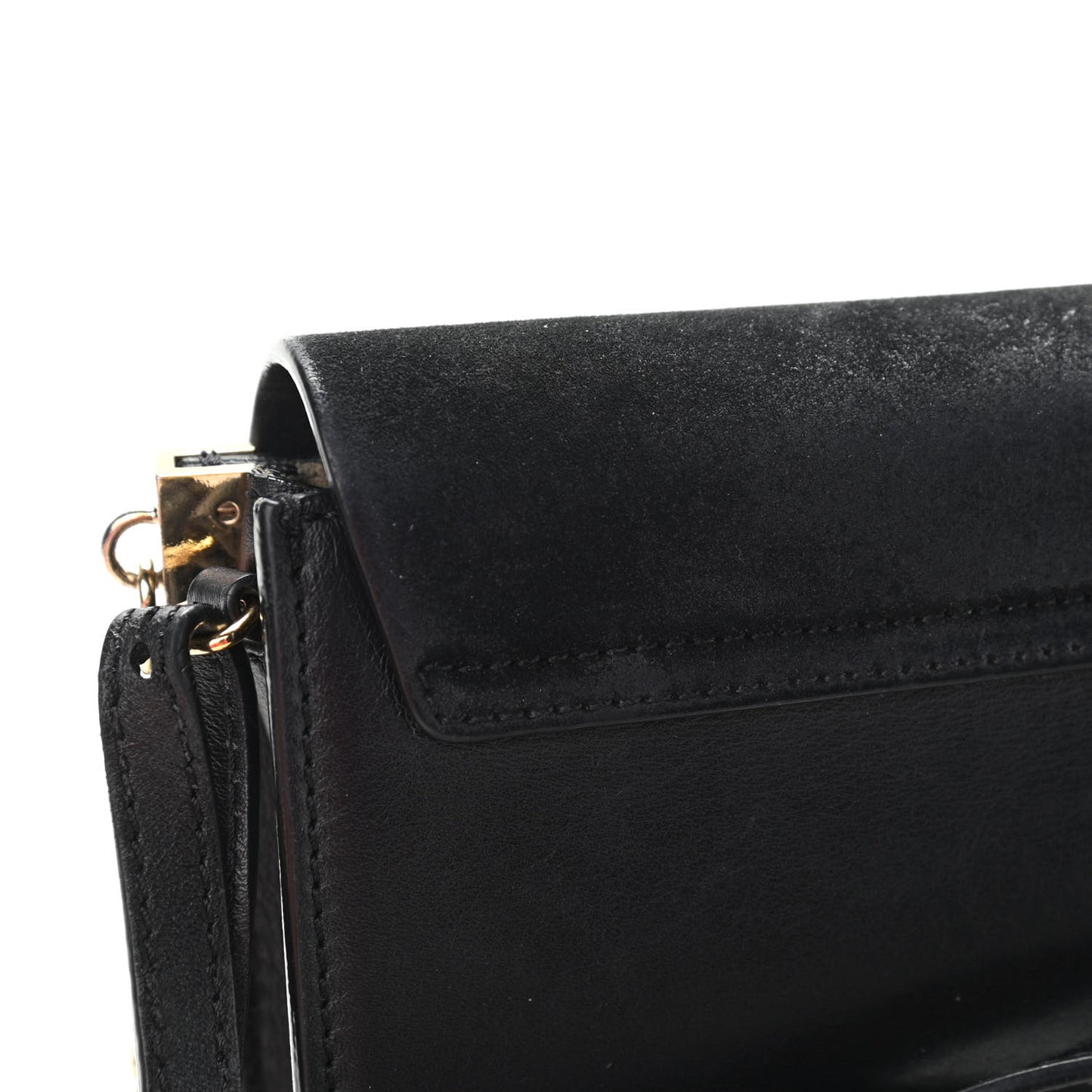 Suede Calfskin Faye Wallet On Strap Black