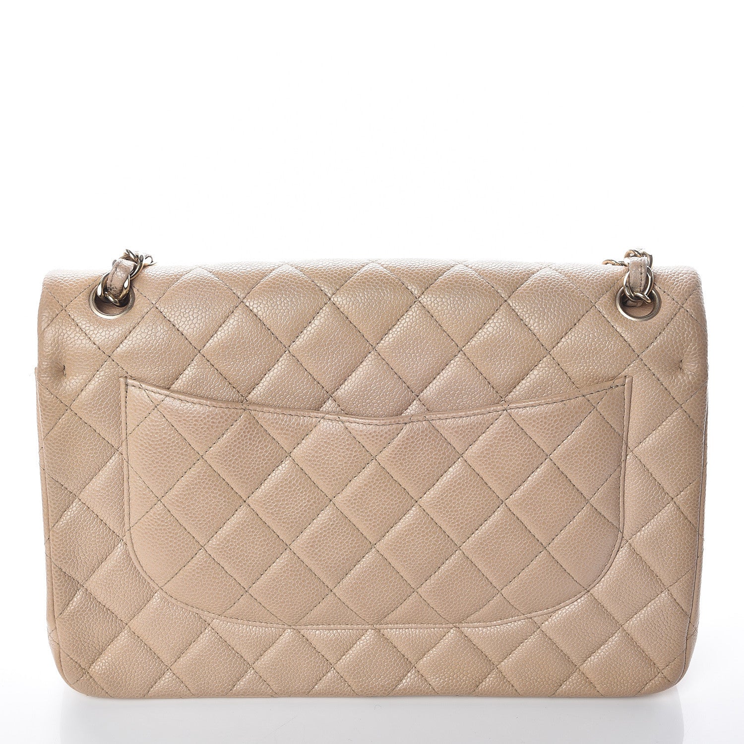 Chanel Pearly Caviar Quilted Jumbo Double Flap Beige 14 of 16