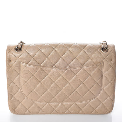 Chanel Pearly Caviar Quilted Jumbo Double Flap Beige 14 of 16