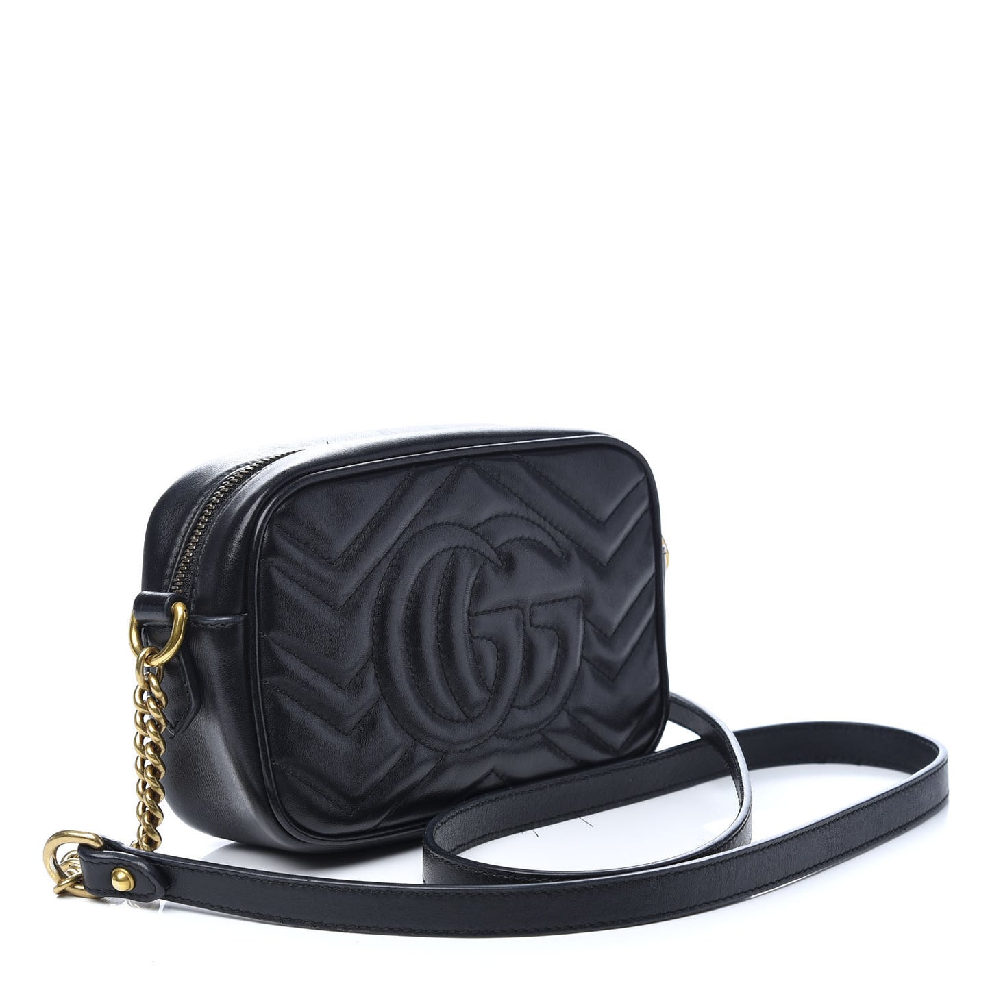 Calfskin Matelasse Mini GG Marmont Chain Shoulder Bag Black