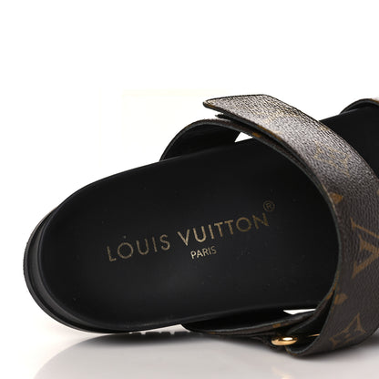 Louis Vuitton Patent Monogram Bom Dia Flat Mule Sandals 39 Black 7 of 8