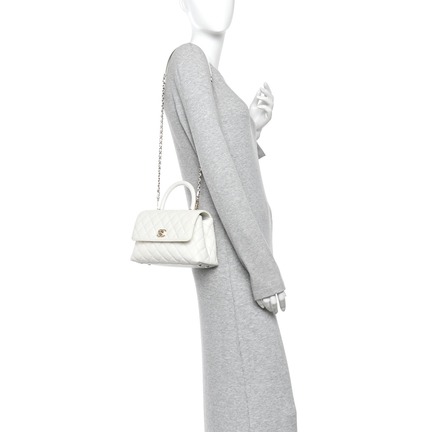 Chanel Caviar Quilted Mini Coco Handle Flap White 2 of 11