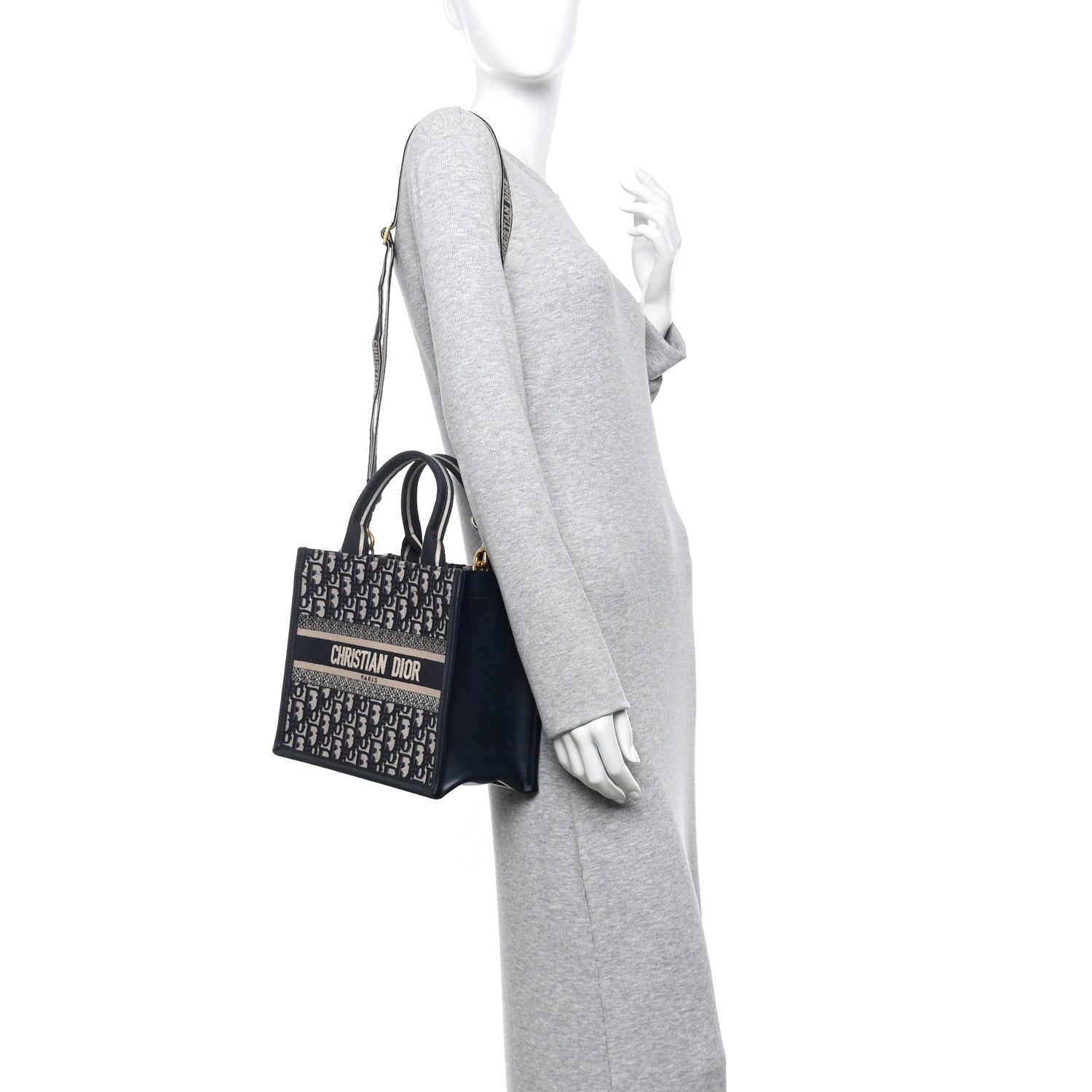 Christian Dior Oblique Calfskin Small Book Tote With Strap Blue Multicolor 2 of 12