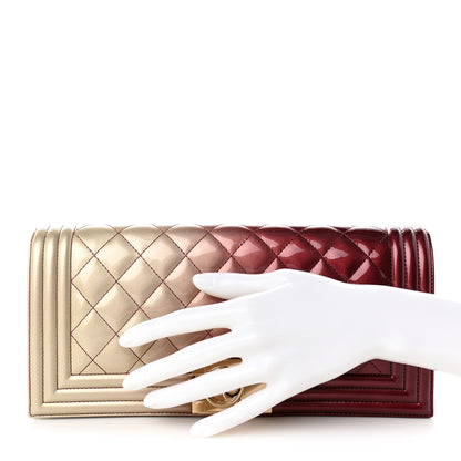 Chanel Patent Calfskin Quilted Boy Clutch Beige Pink 2 of 8