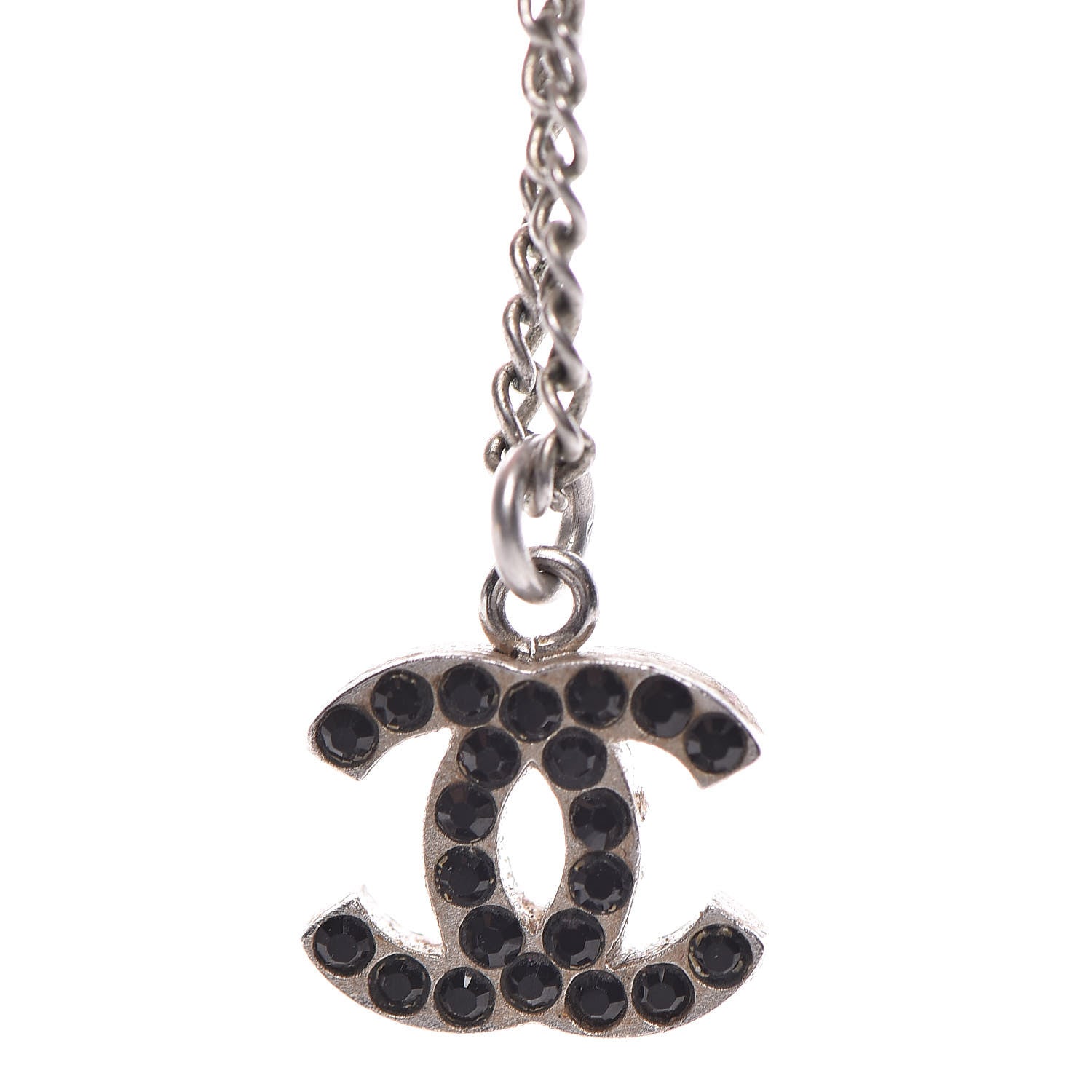 Chanel Crystal CC Necklace Silver Black 7 of 7