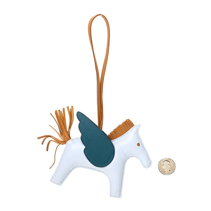Hermes Milo Lambskin Grigri Rodeo Pegase Horse Bag Charm PM Bleu Brume Sesame Vert Bosphore 2 of 4