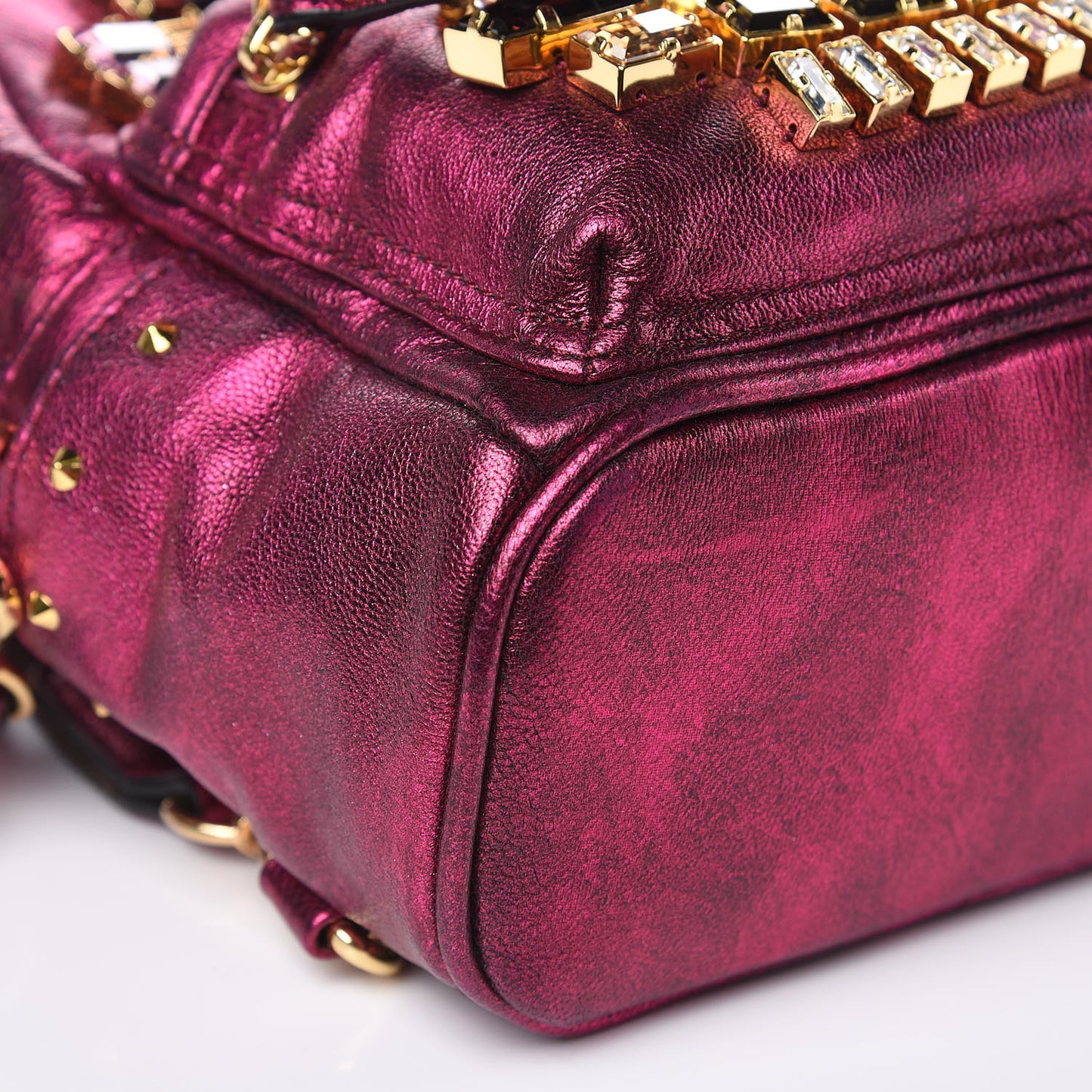 Metallic Calfskin Swarovski Crystal Baby Edeline Backpack Pink