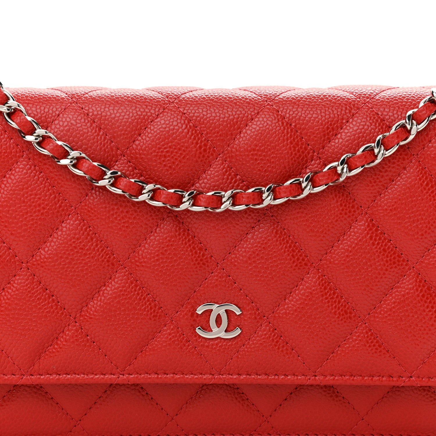 Chanel Caviar Quilted Wallet On Chain WOC Red 9 of 12