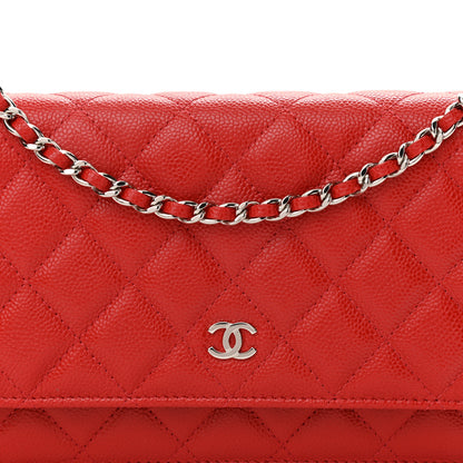 Chanel Caviar Quilted Wallet On Chain WOC Red 9 of 12