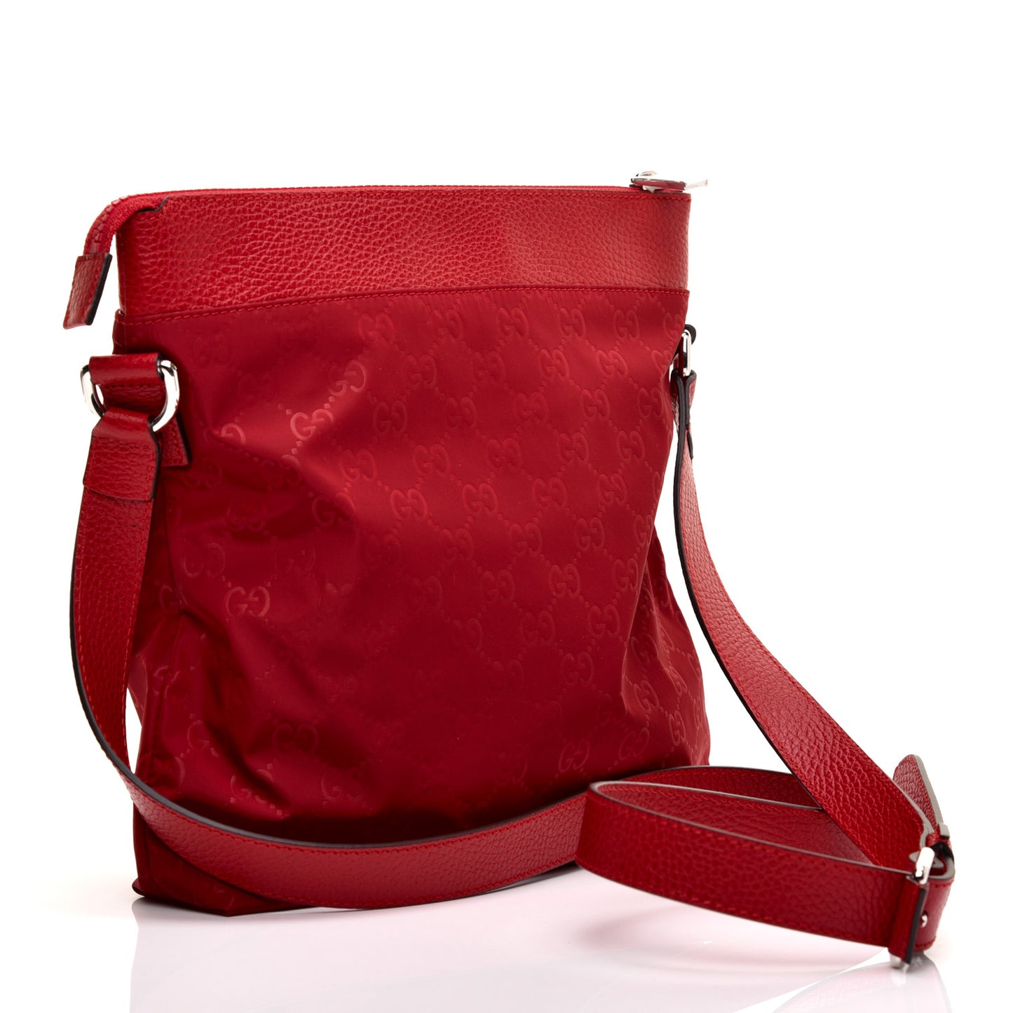 Nylon Monogram Dollar Calfskin Flat Messenger Bag Vibrant Red