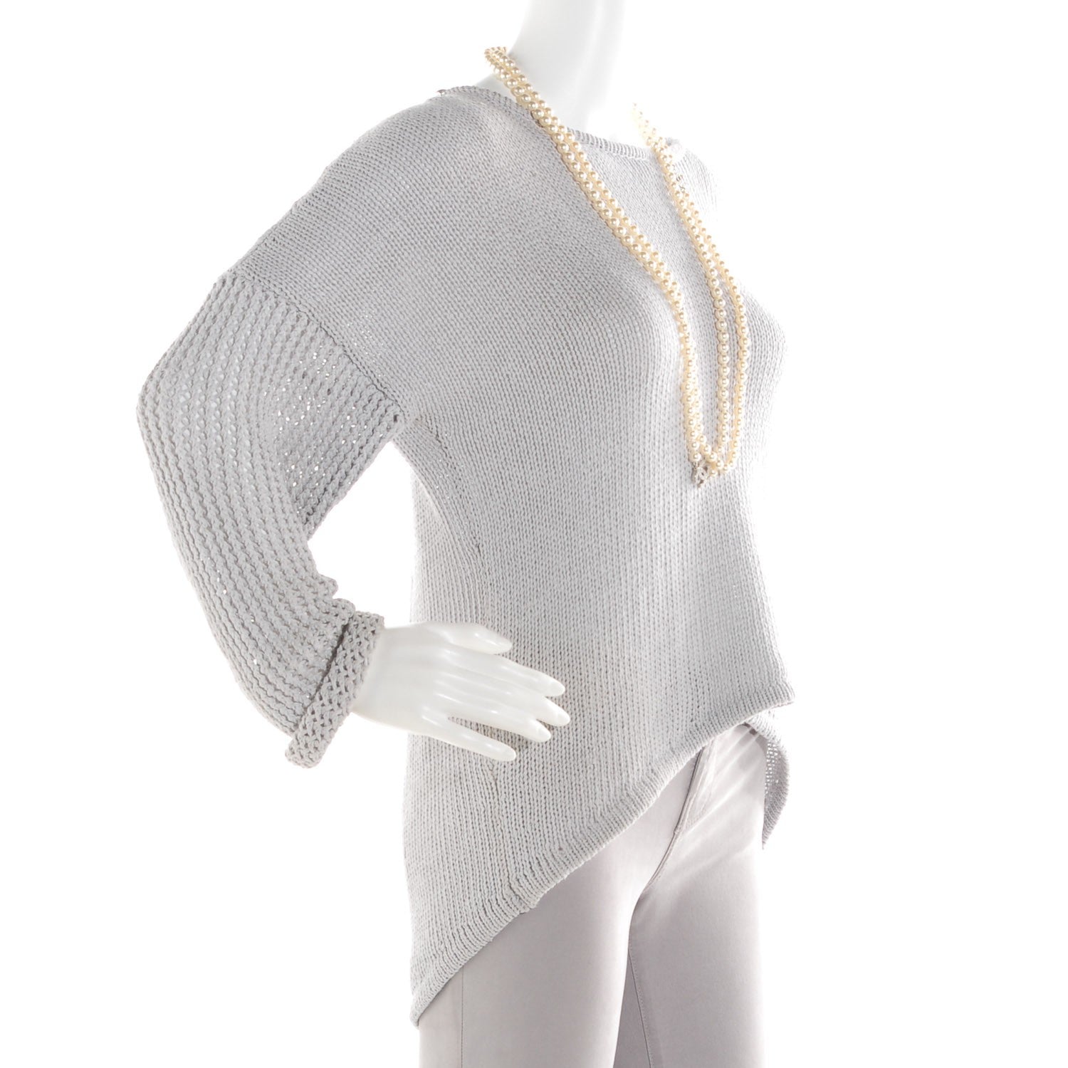 Chanel Pearl CC Long Necklace Silver 2 of 5