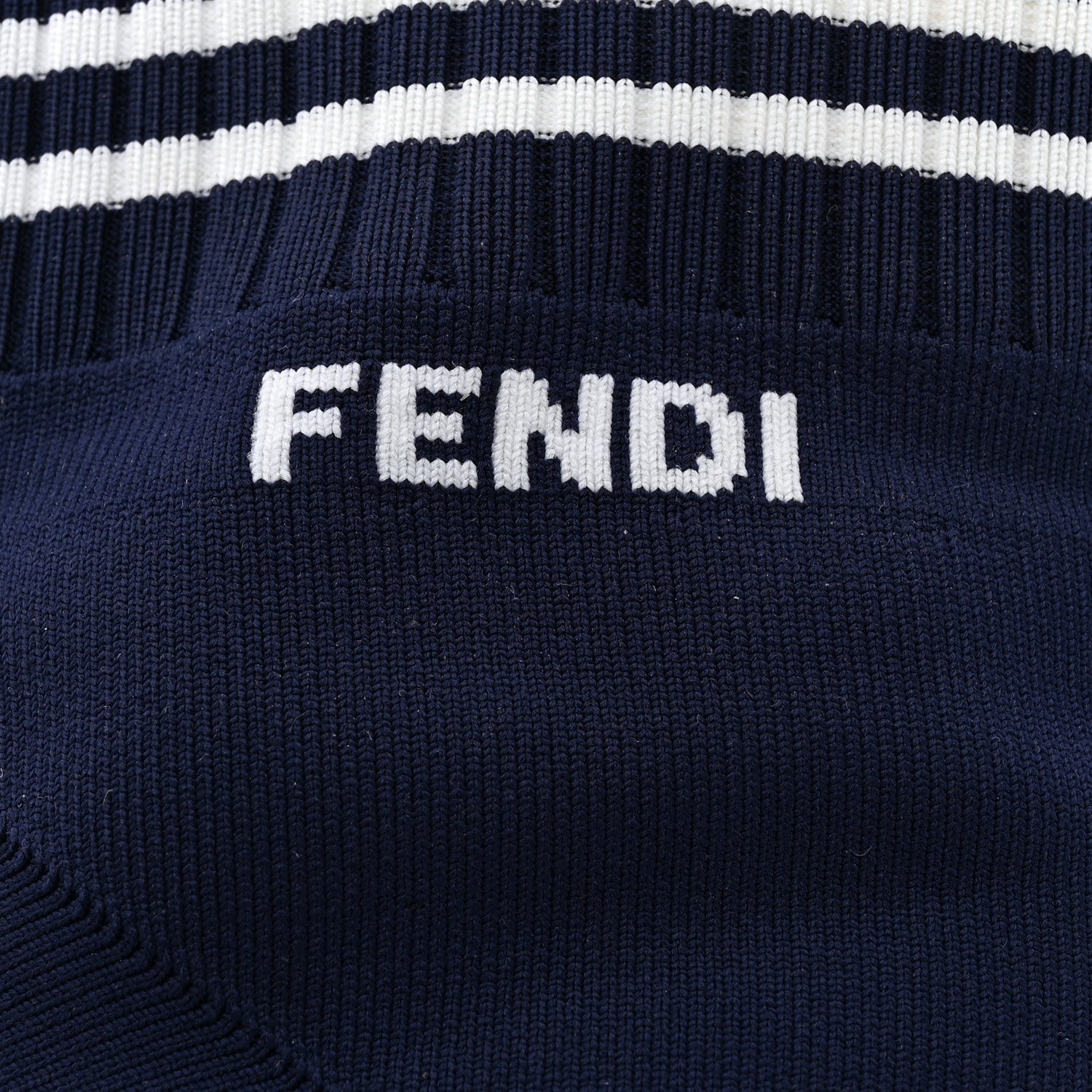 Fendi Stretch Knit Jacquard FF Sock Trainers 37 Navy Blue 7 of 7