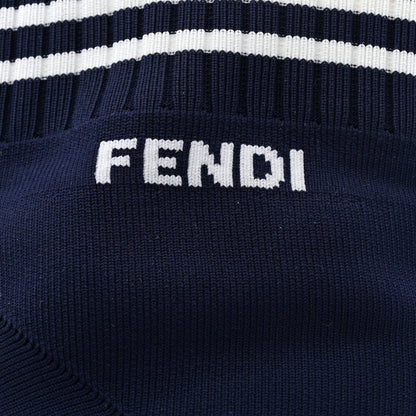 Fendi Stretch Knit Jacquard FF Sock Trainers 37 Navy Blue 7 of 7