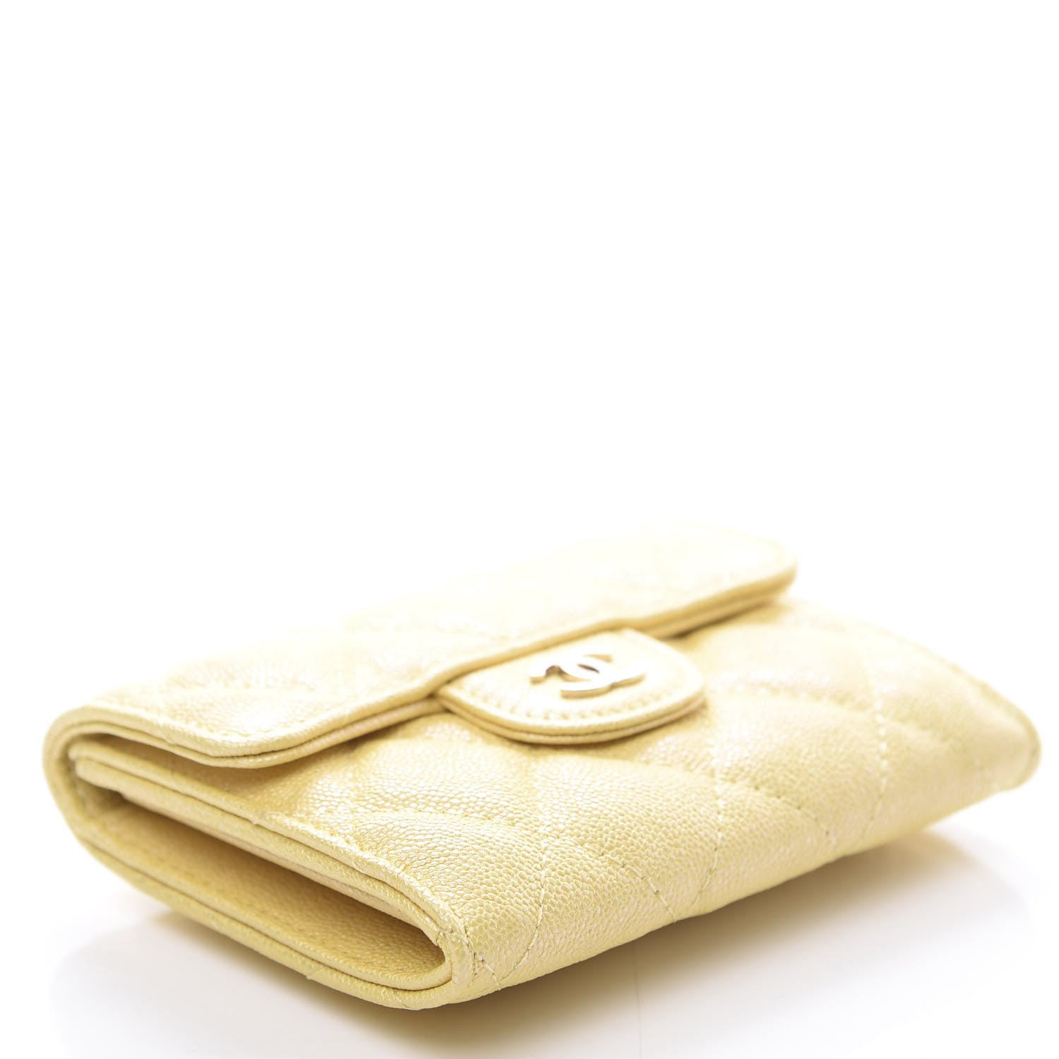 Chanel Iridescent Caviar Quilted Flap Card Holder Wallet Yellow 8 of 10