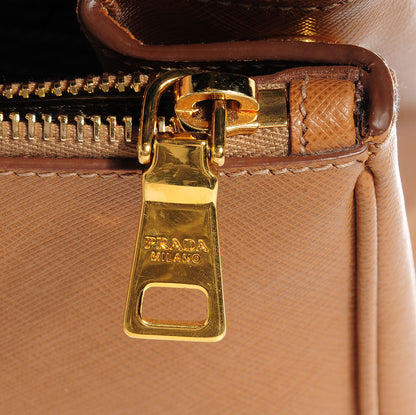 Prada Saffiano Lux Medium Double Zip Tote Caramel 7 of 11