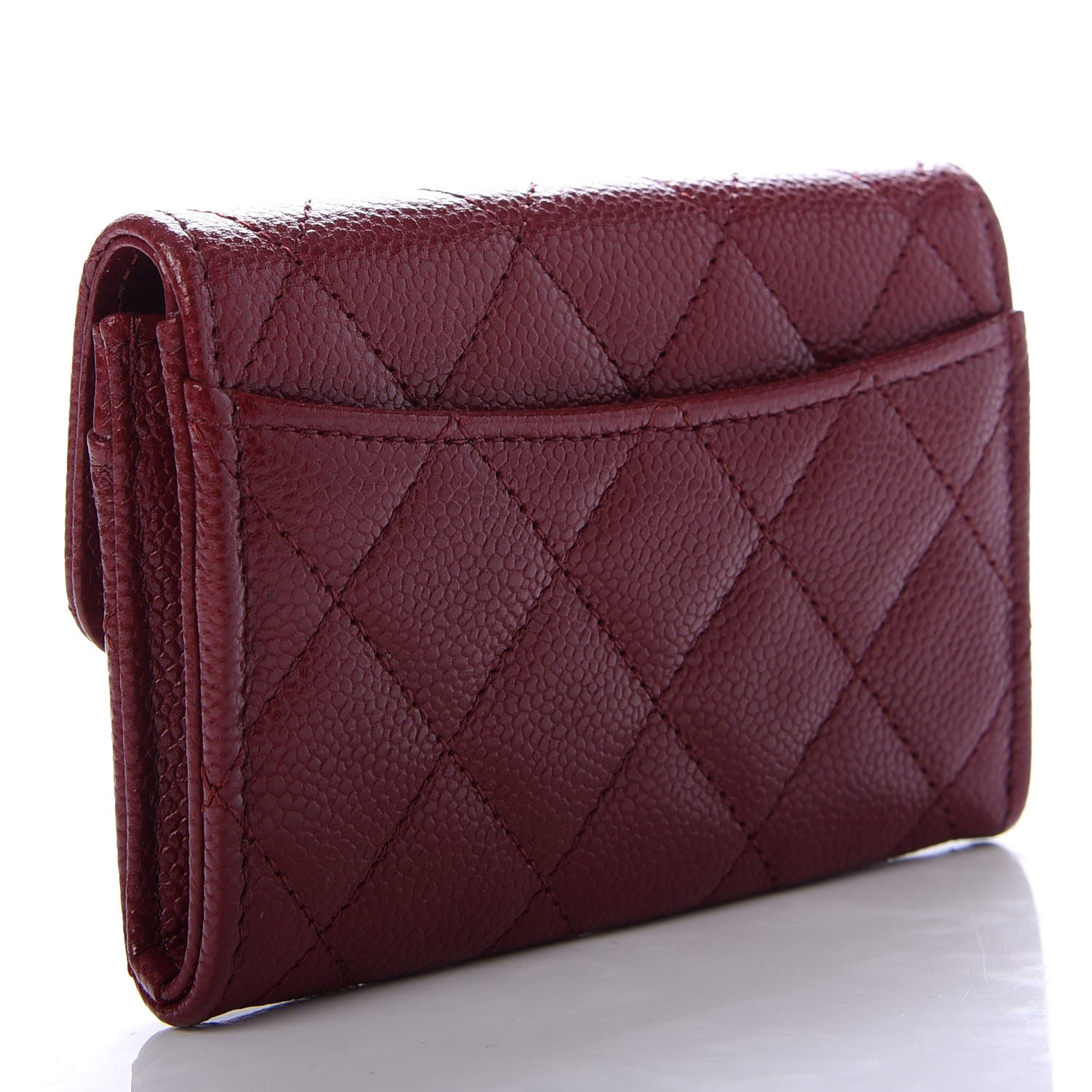 Chanel Caviar Quilted Flap Card Holder Wallet Dark Red 3 of 9