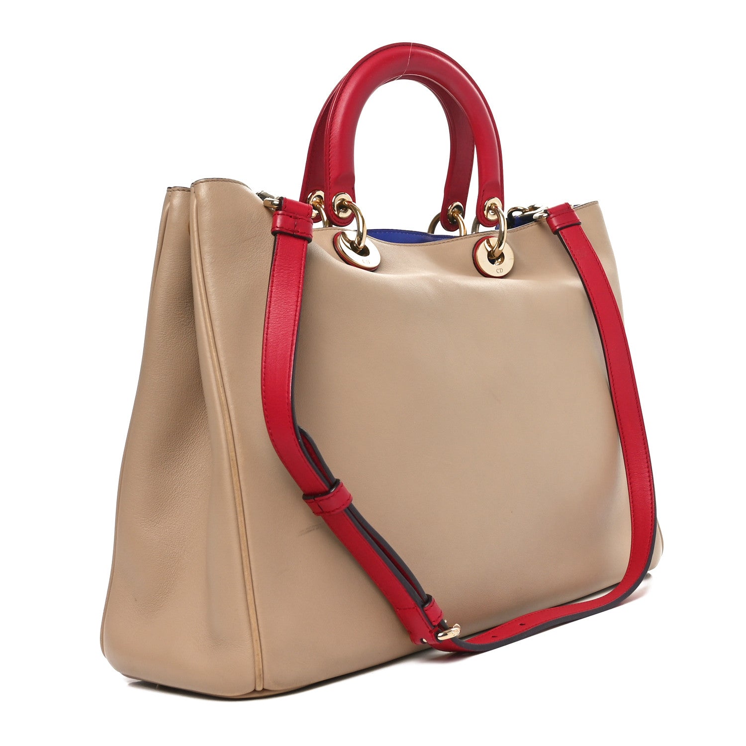 Christian Dior Calfskin Large Diorissimo Tote Beige Fuchsia 3 of 10