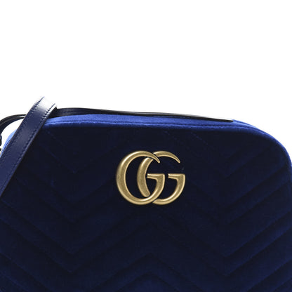 Gucci Velvet Matelasse Small GG Marmont Chain Shoulder Bag Cobalt 11 of 11
