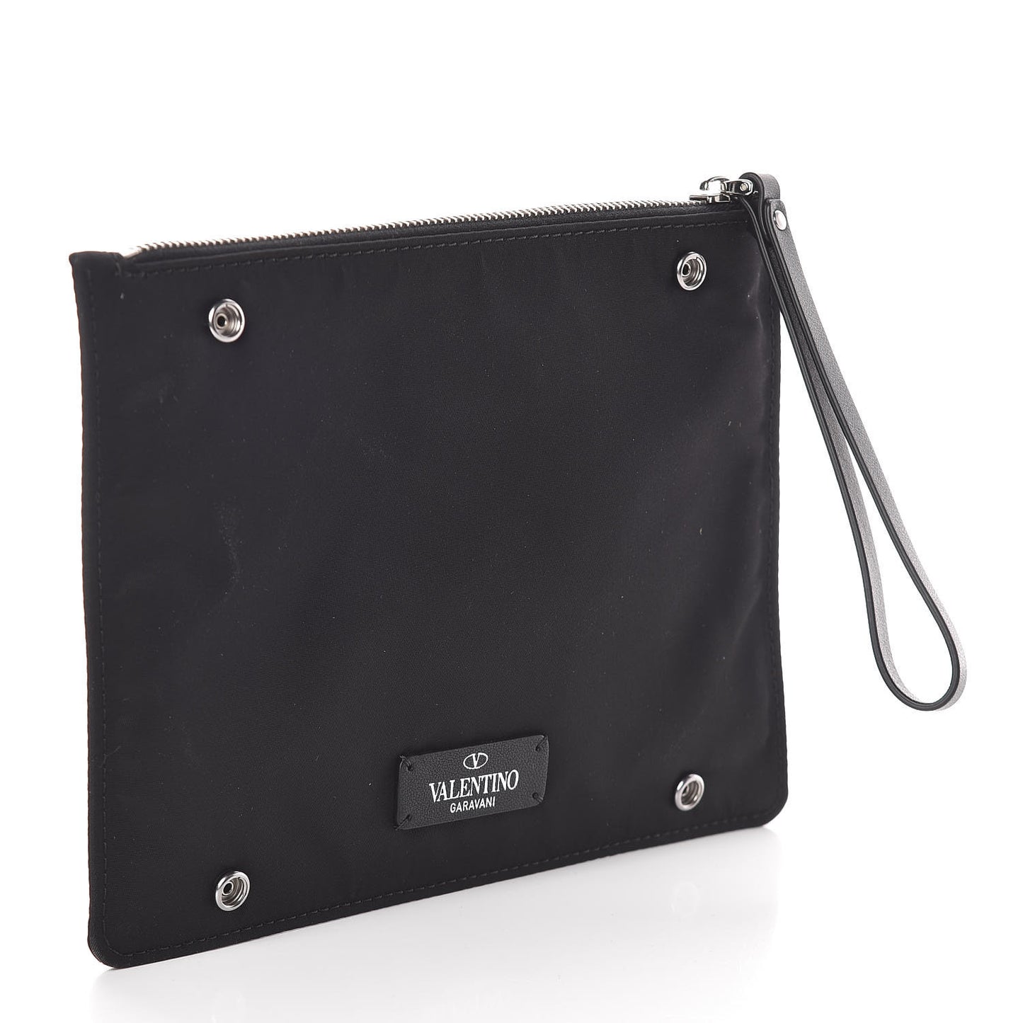 Nylon Embroidered Arcade Wristlet Pouch Black