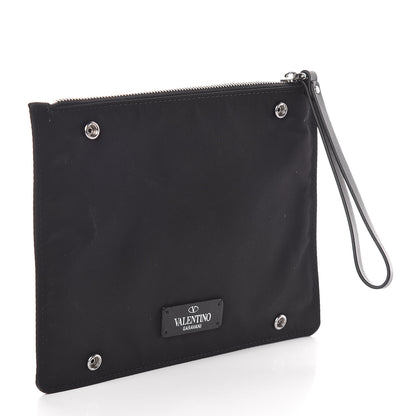 Valentino Garavani Nylon Embroidered Arcade Wristlet Pouch Black 3 of 6