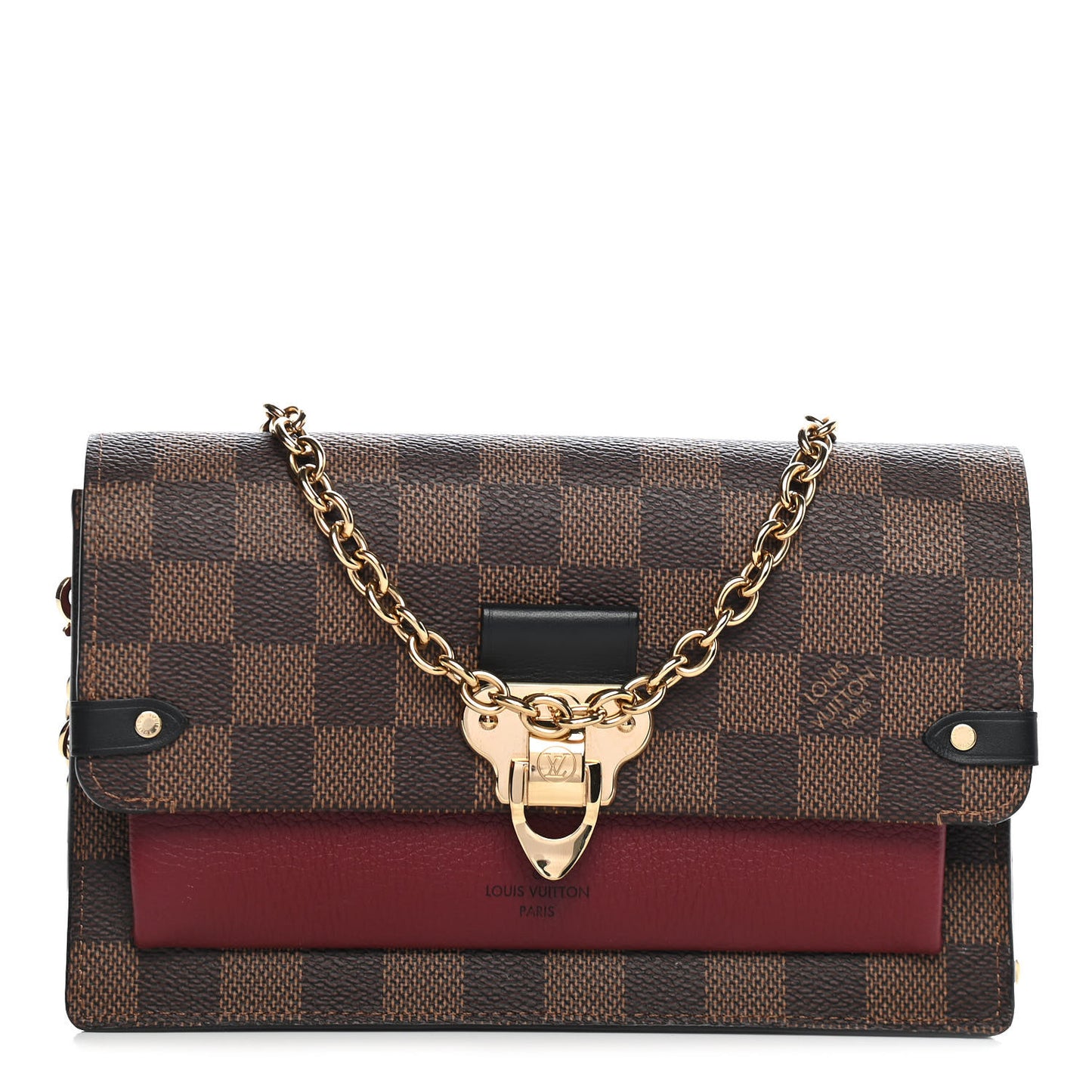 Damier Ebene Vavin Chain Wallet Red