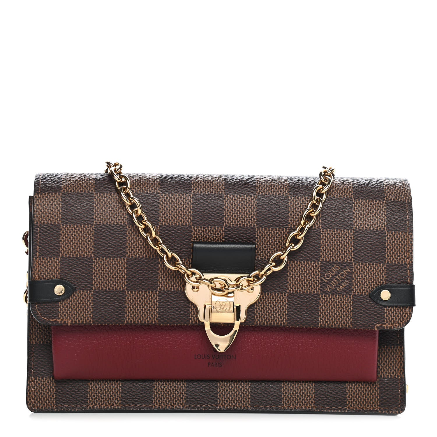 Louis Vuitton Damier Ebene Vavin Chain Wallet Red 1 of 7