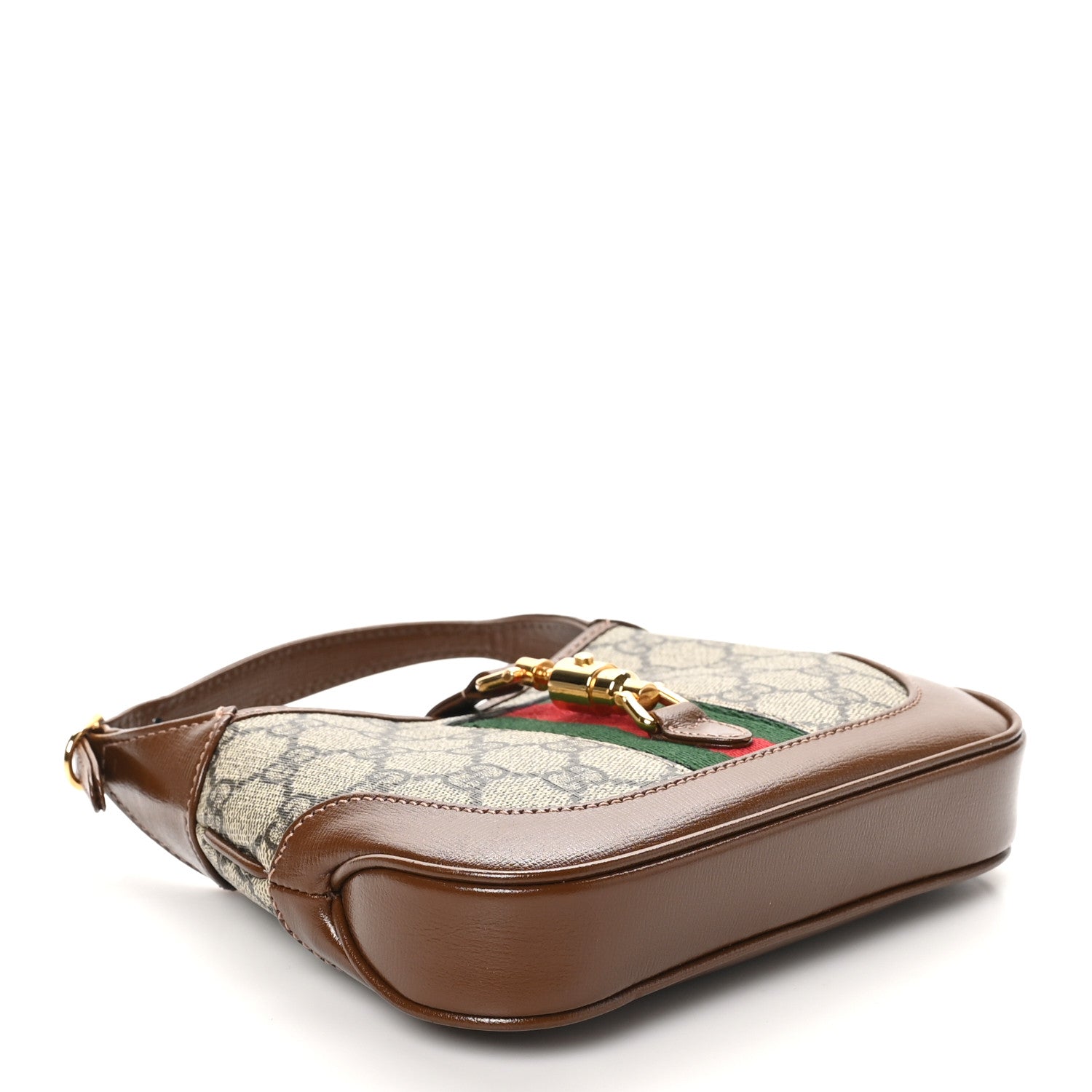 Gucci GG Supreme Monogram Azalea Calfskin Web Mini Jackie 1961 Hobo Beige Ebony Brown Sugar 4 of 10
