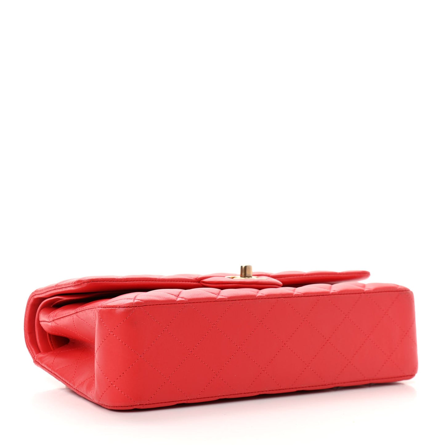 Lambskin Quilted Medium Double Flap Red