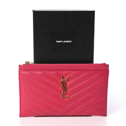 Saint Laurent Grain De Poudre Chevron Monogram Bill Pouch Fresh Fuxia 7 of 7