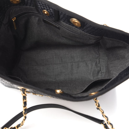 Chanel Woven Straw Raffia Small Deauville Tote Black 5 of 10