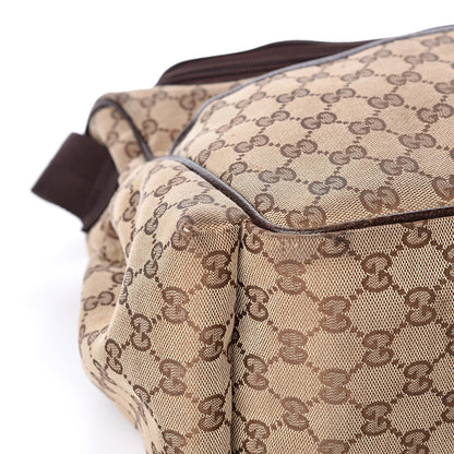 Gucci Monogram Natural Pigskin Large Diaper Bag Beige Ebony Cocoa Dark Chocolate 8 of 12