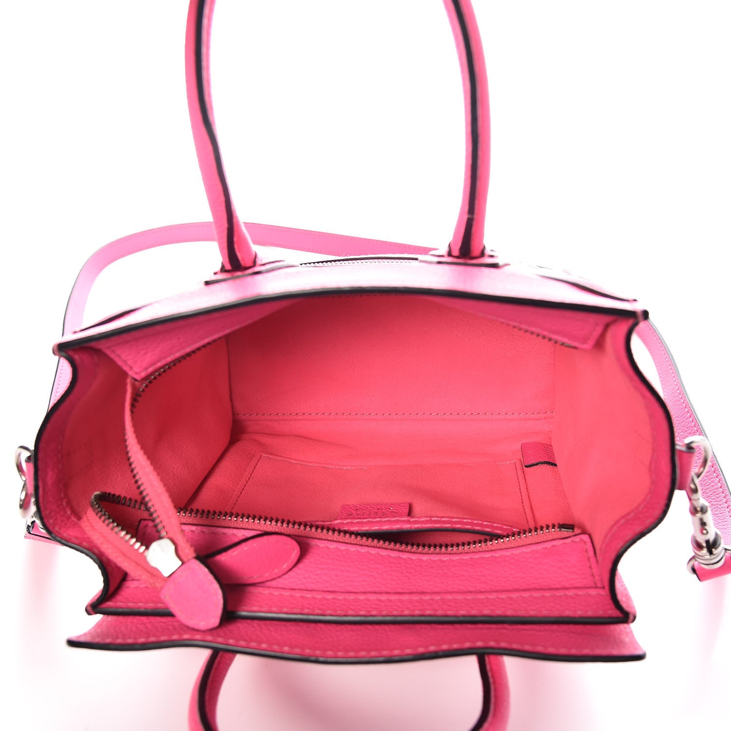 Celine Drummed Calfskin Nano Luggage Fluo Pink 5 of 12