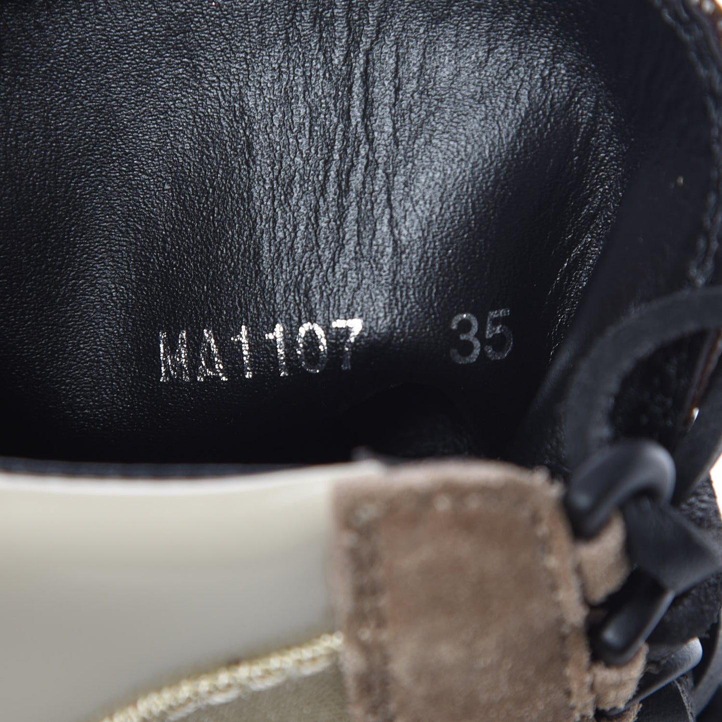 Suede Calfskin Monogram Laureate Platform Desert Boots 35 Beige