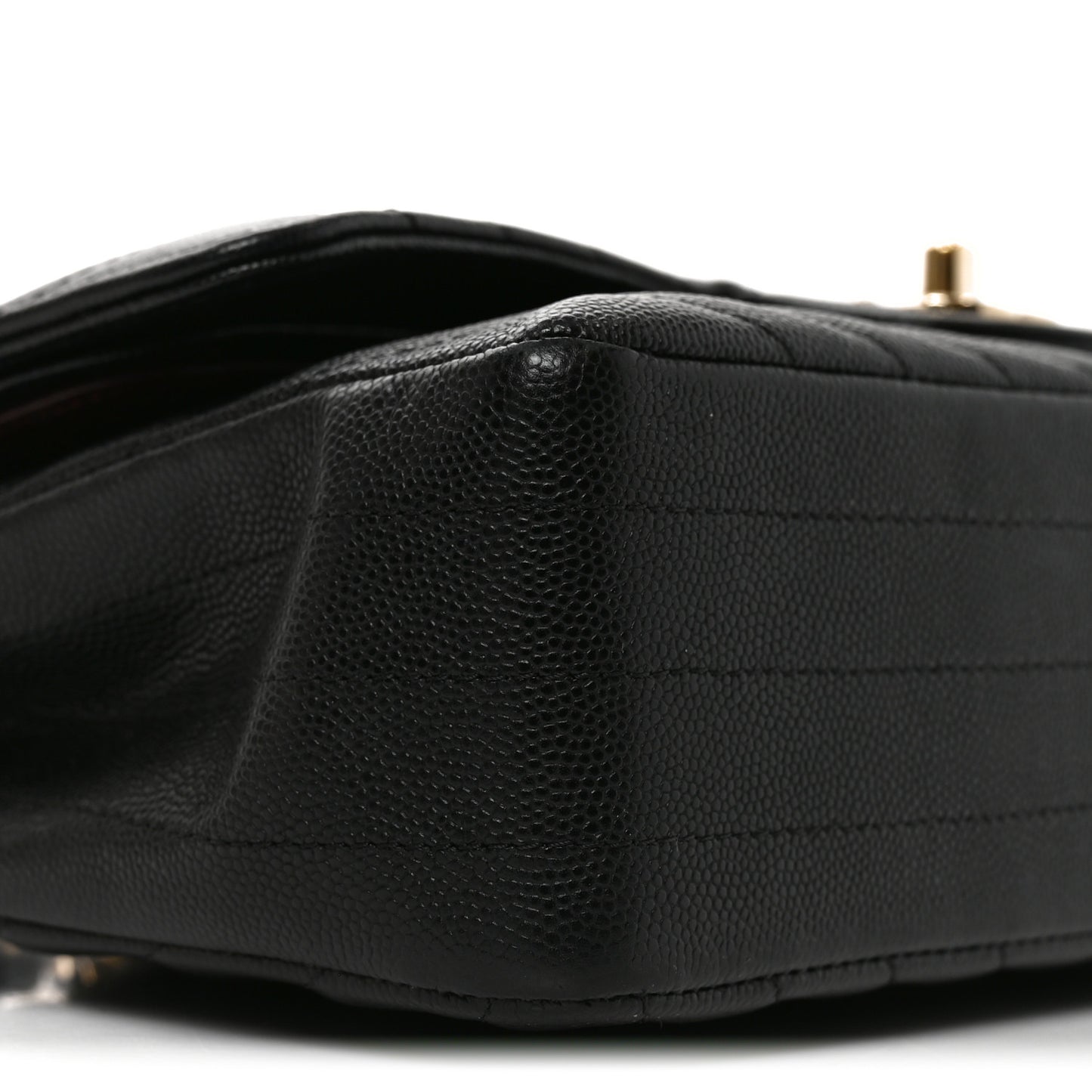 Caviar Chevron Quilted Medium Double Flap Black