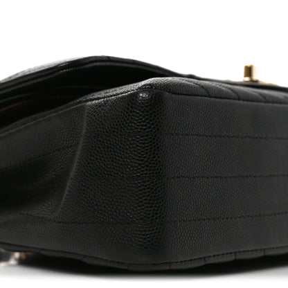 Chanel Caviar Chevron Quilted Medium Double Flap Black 9 of 11