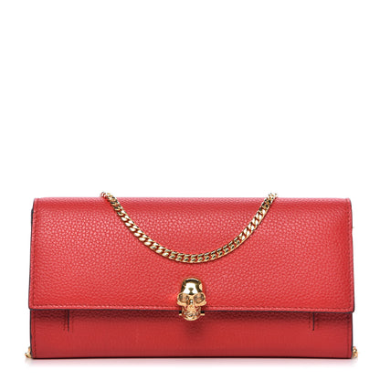 Alexander McQueen Pebbled Calfskin Skull Wallet on Chain Red 1 of 9