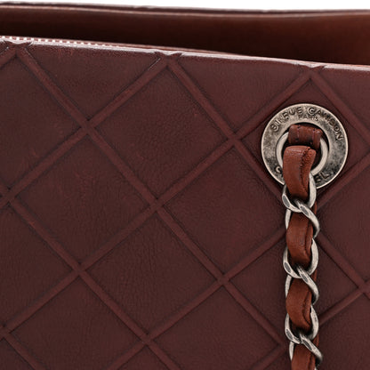 Chanel Calfskin Diamond Embossed Large CC Zip Shopping Tote Burgundy 13 of 15