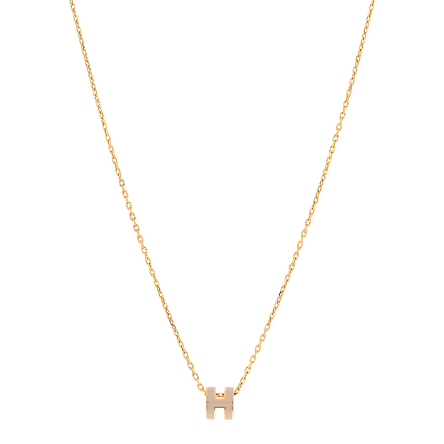 Lacquered Gold Mini Pop H Pendant Necklace Marron Glace