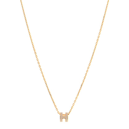 Hermes Lacquered Gold Mini Pop H Pendant Necklace Marron Glace 1 of 7