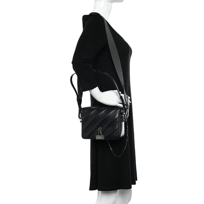 Off-White Calfskin Padded Diag Binder Flap Bag Black 2 of 11