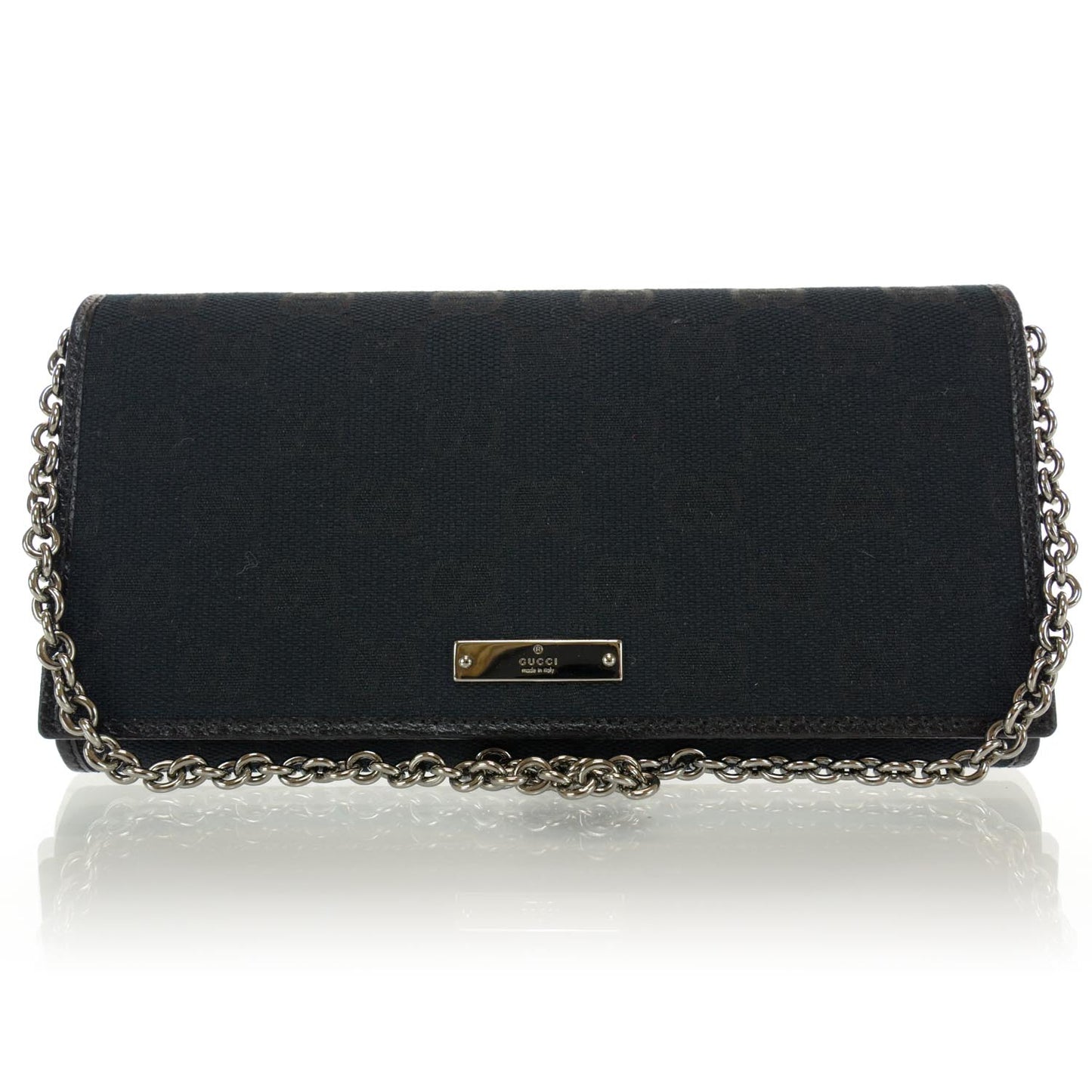 Monogram Metal Bar Chain Wallet Black