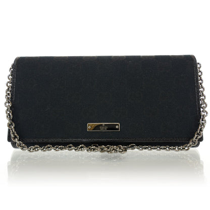 Gucci Monogram Metal Bar Chain Wallet Black 1 of 7