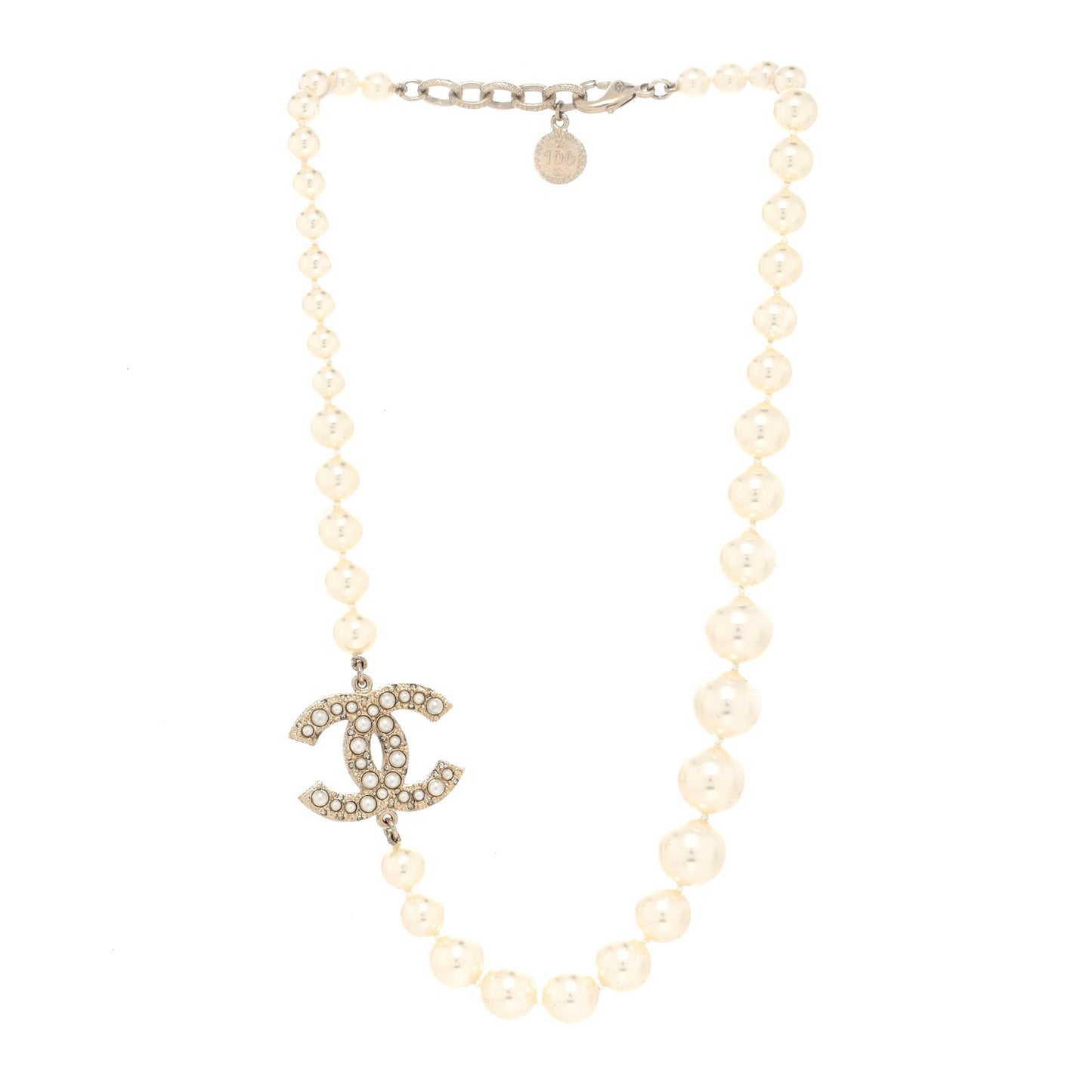 Pearl CC 100th Anniversary Necklace Light Gold