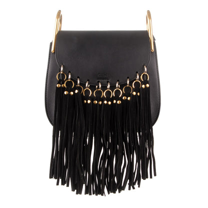Chloe Calfskin Small Hudson Fringe Shoulder Bag Black 1 of 6