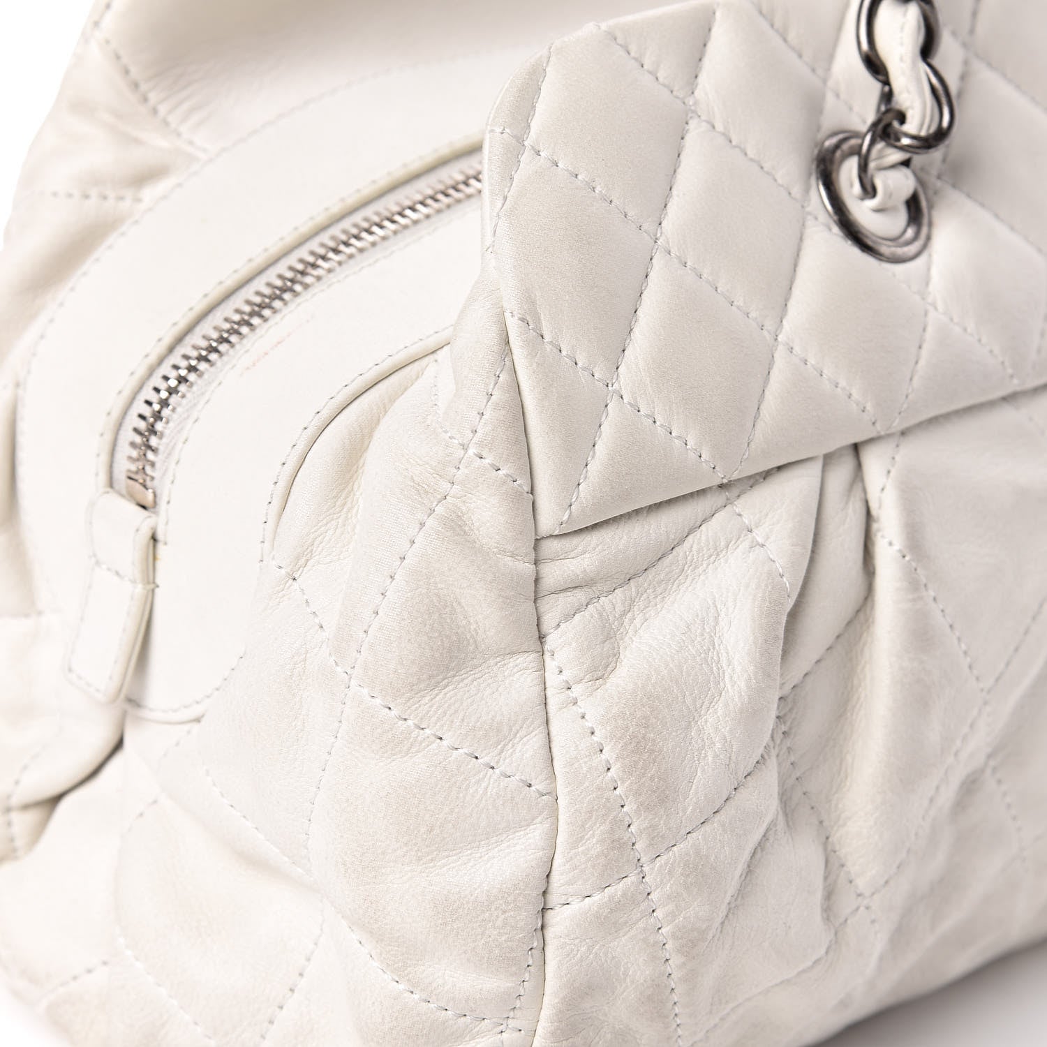 Chanel Iridescent Calfskin Chic Quilt Bowling Bag White 9 of 21