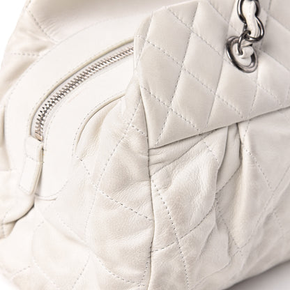 Chanel Iridescent Calfskin Chic Quilt Bowling Bag White 9 of 21