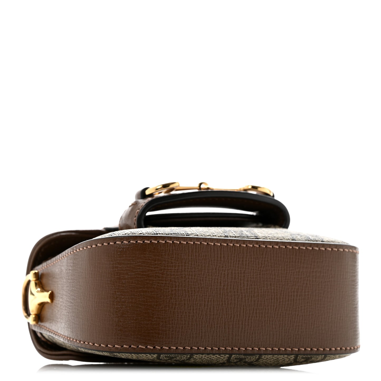 GG Supreme Monogram Azalea Calfskin Web Horsebit 1955 Wallet On Strap Beige Ebony Brown Sugar