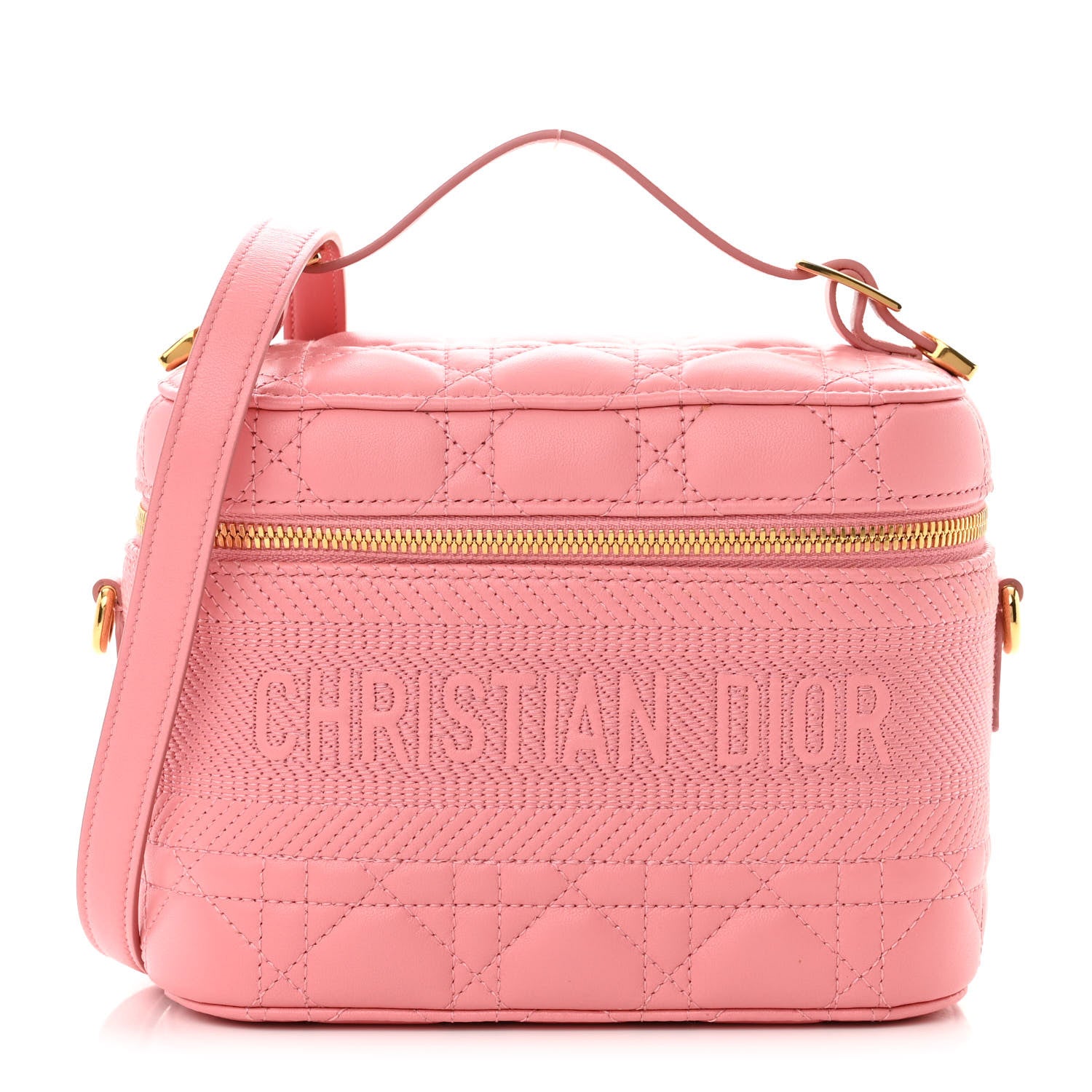 Christian Dior Lambskin Cannage Small Diortravel Vanity Case Pink 1 of 11